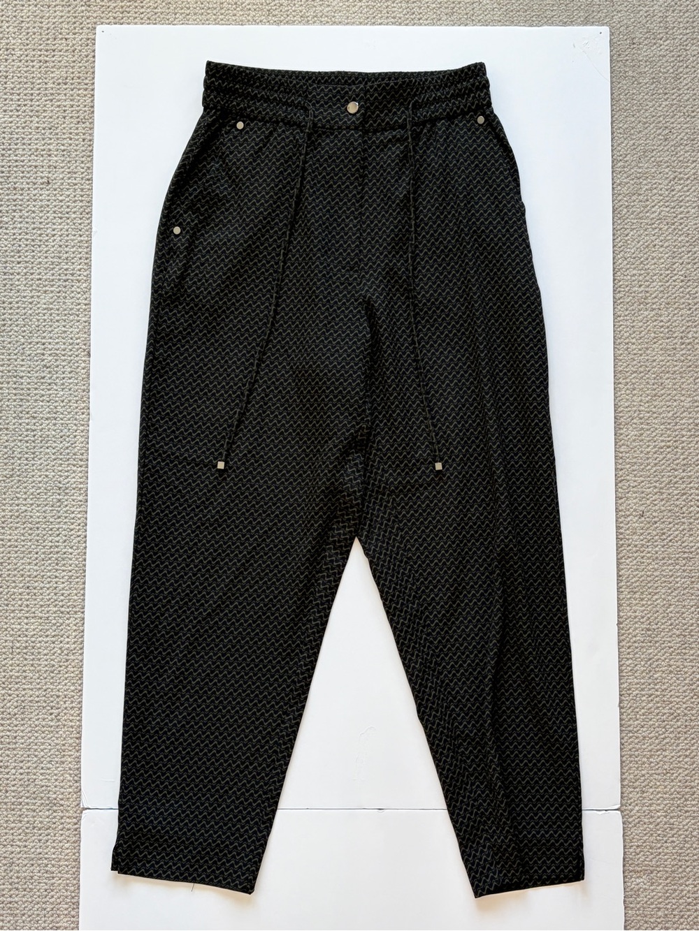 Cortelle Black Olive Zipzag Tapered Utility Pants Size P